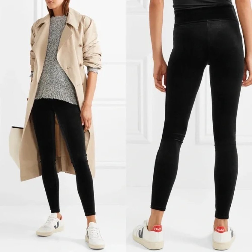 Small Spanx Black Velvet Leggings
